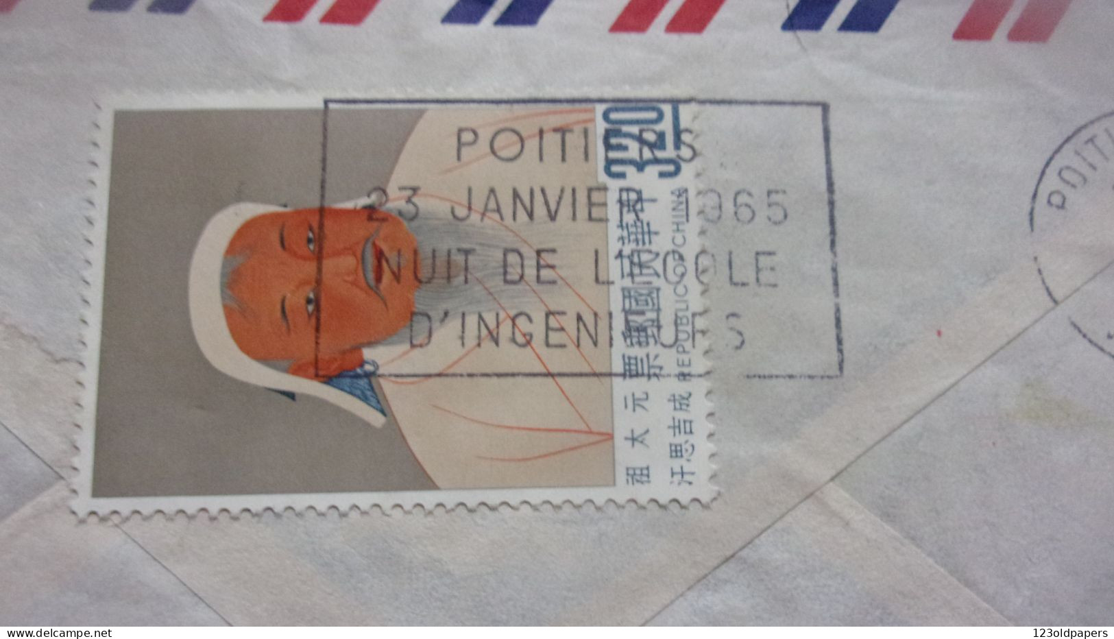 CHINA REPUBLIC, TAIWAN 1964 / 1965 VERS FRANCE POITIERS STAMP CHABANEL INSTITUTE HSINCHU SINCHU - Briefe U. Dokumente