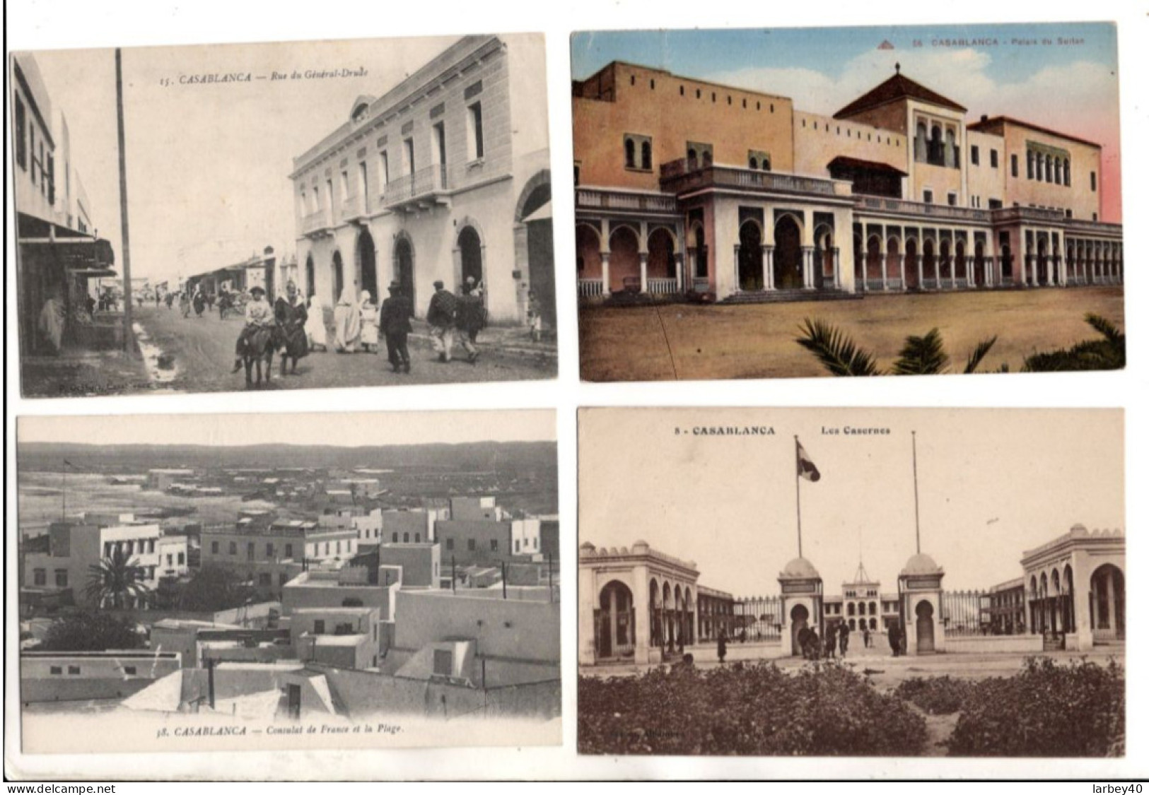 Casablanca Rue Du General Drude - Palais Du Sultan - Casernes - Ect- 4 Cartes Postales Ancienne - Casablanca