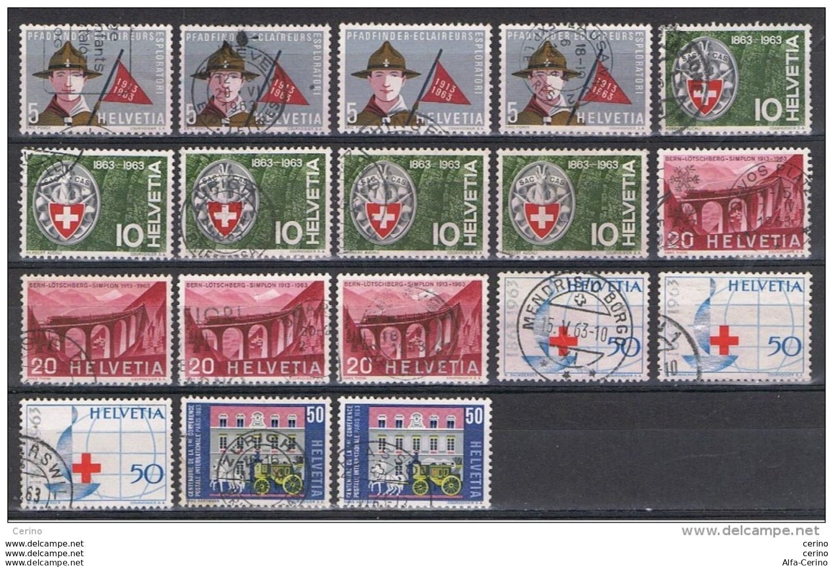 SVIZZERA:  1963  COMMEMORATIVI  -  LOTTICINO  18  VAL. RIPETUTI  US. -  YV/TELL. 705//710 - Used Stamps