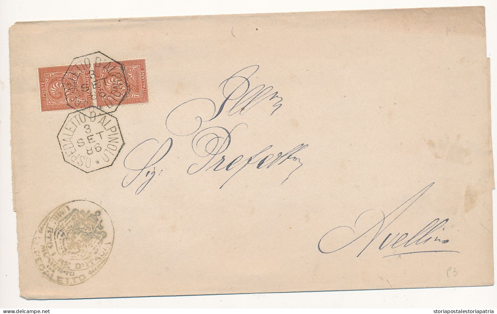 1886 OSPEDALETTO D'ALPINOLO OTTAGONALE DI COLLETTORIA RURALE - Poststempel