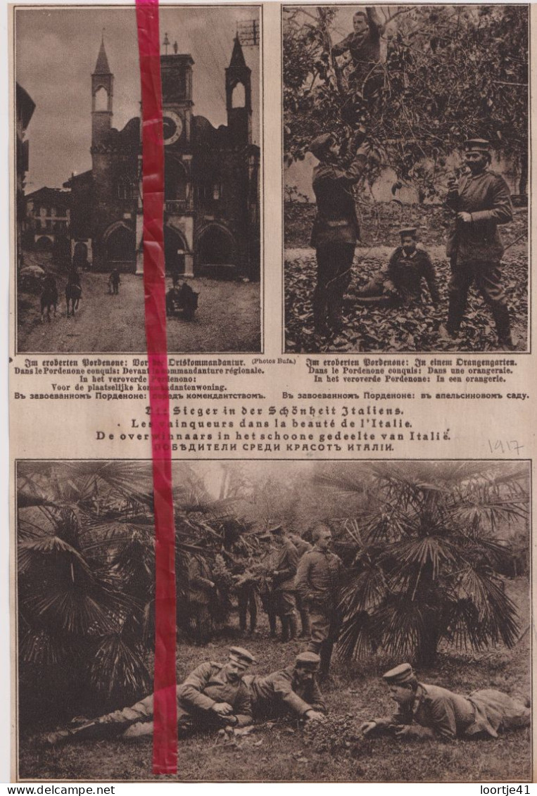 Oorlog Guerre 14/18 - Pordenone Pordenono - Overwinnaars, Vainqueurs - Orig. Knipsel Coupure Tijdschrift Magazine - 1917 - Non Classés