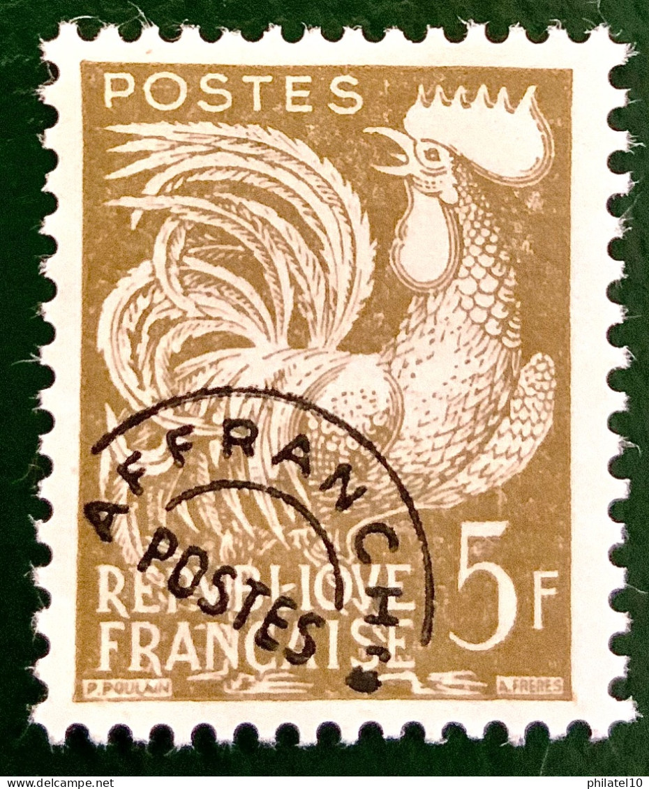 1957 FRANCE N 107 PREOBLITERE COQ GAULOIS 5F - NEUF** - 1953-1960
