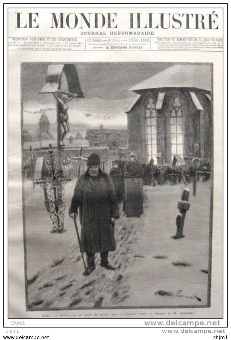 Noel - Rétour De La Messe De Minuit Dans La Pologne Russe - Page Original 1888 - Historical Documents