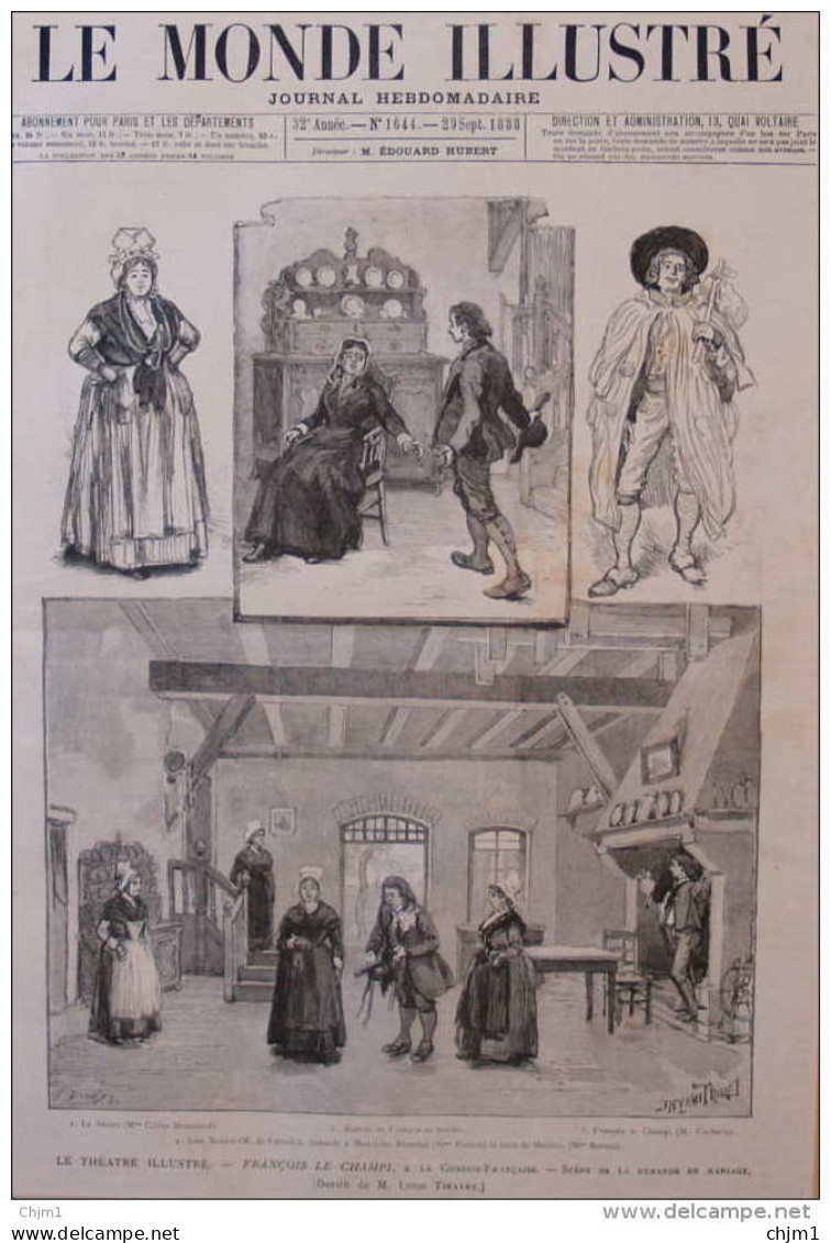 Le Théâtre Illustré - "Francois Le Champi", à La Comédie-Francais -  Page Original - 1888 - Historical Documents