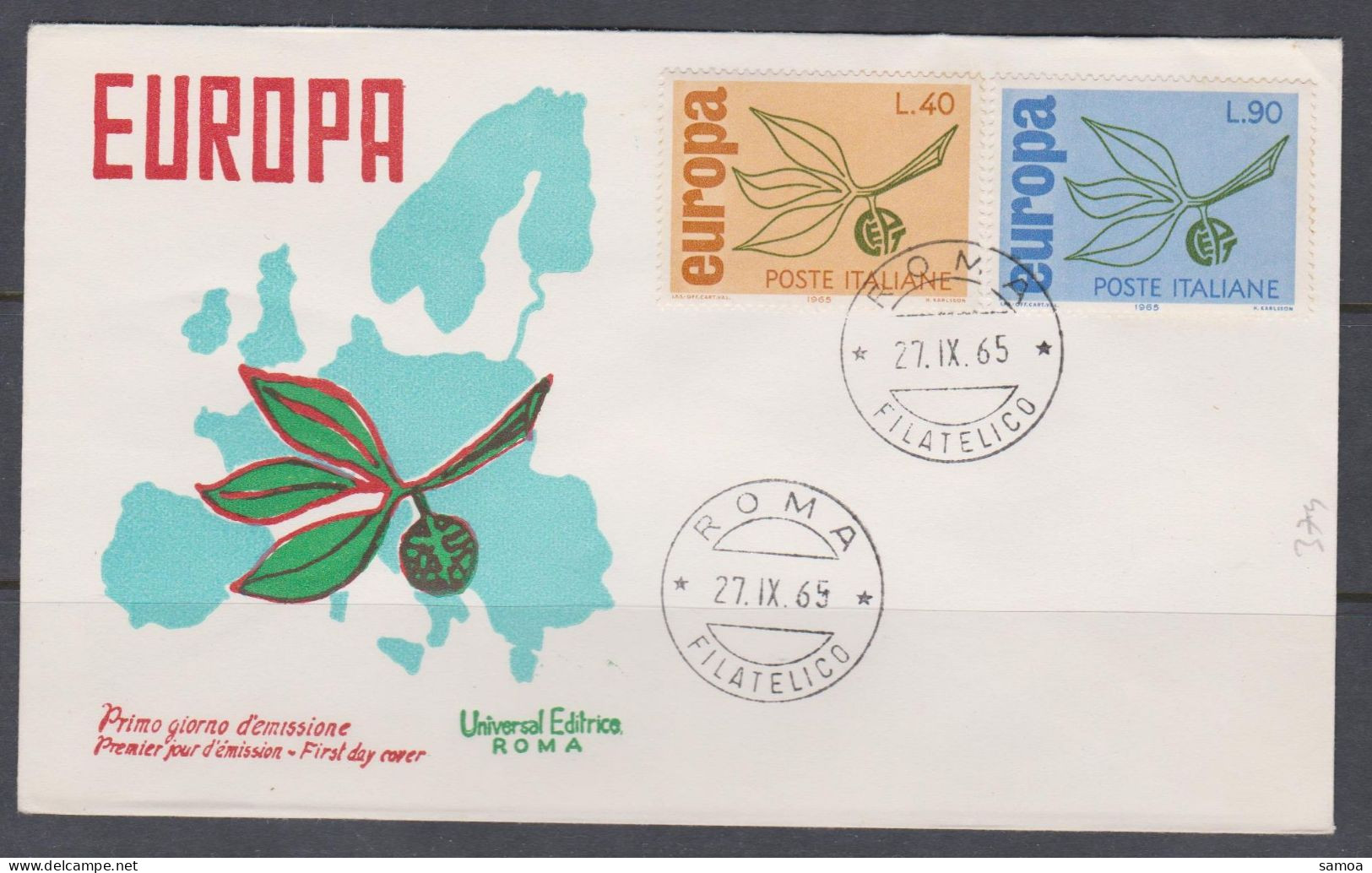 Italie FDC 1965 928-29 Europa - FDC