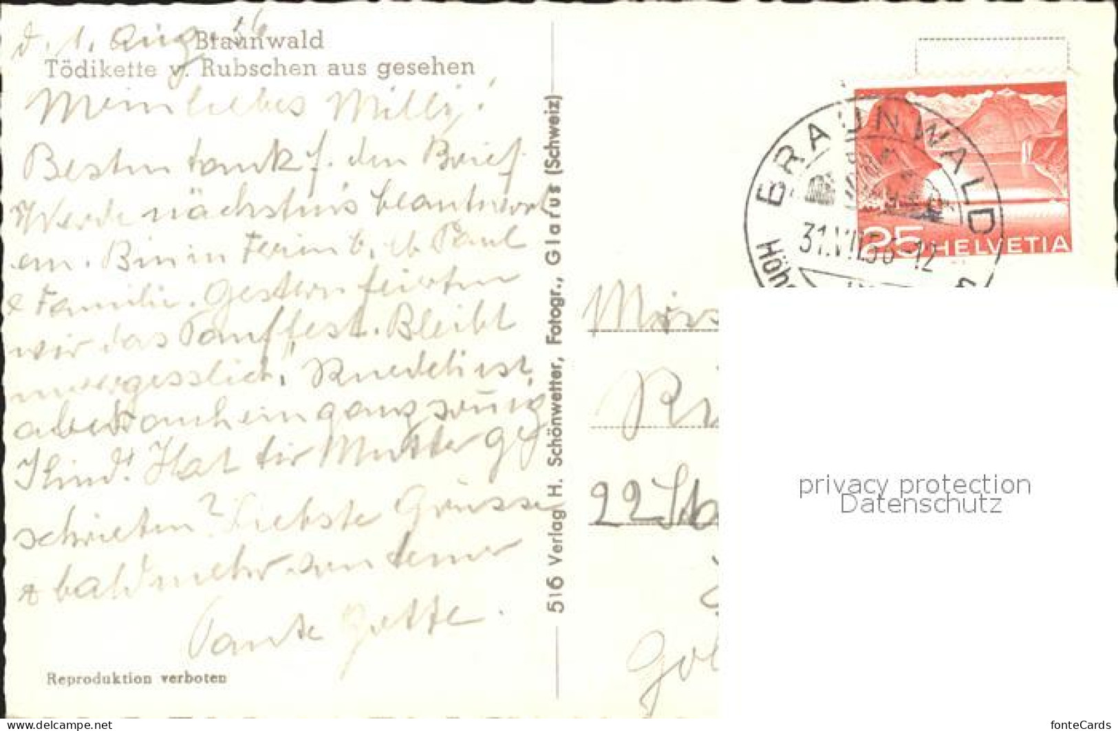 11653242 Braunwald GL Toedikette Von Rubschen Aus Braunwald - Autres & Non Classés