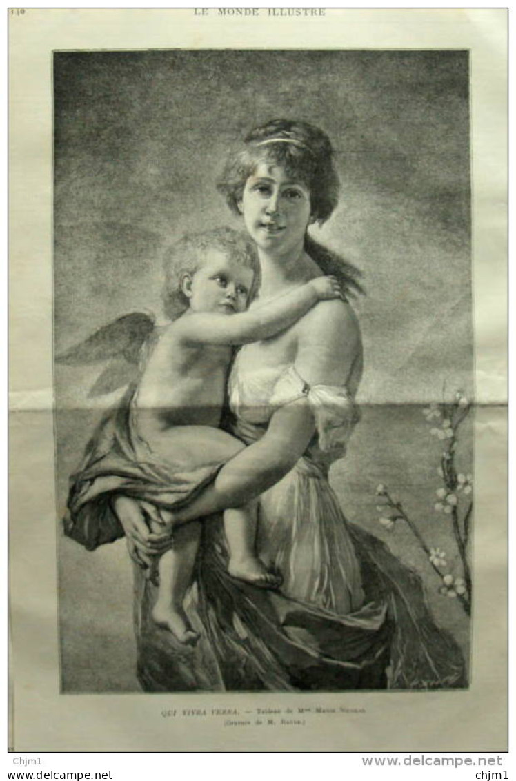 Qui Vivra Verra - Tableau De Mme Marie Nicolas - Page Original 1888 - Historical Documents