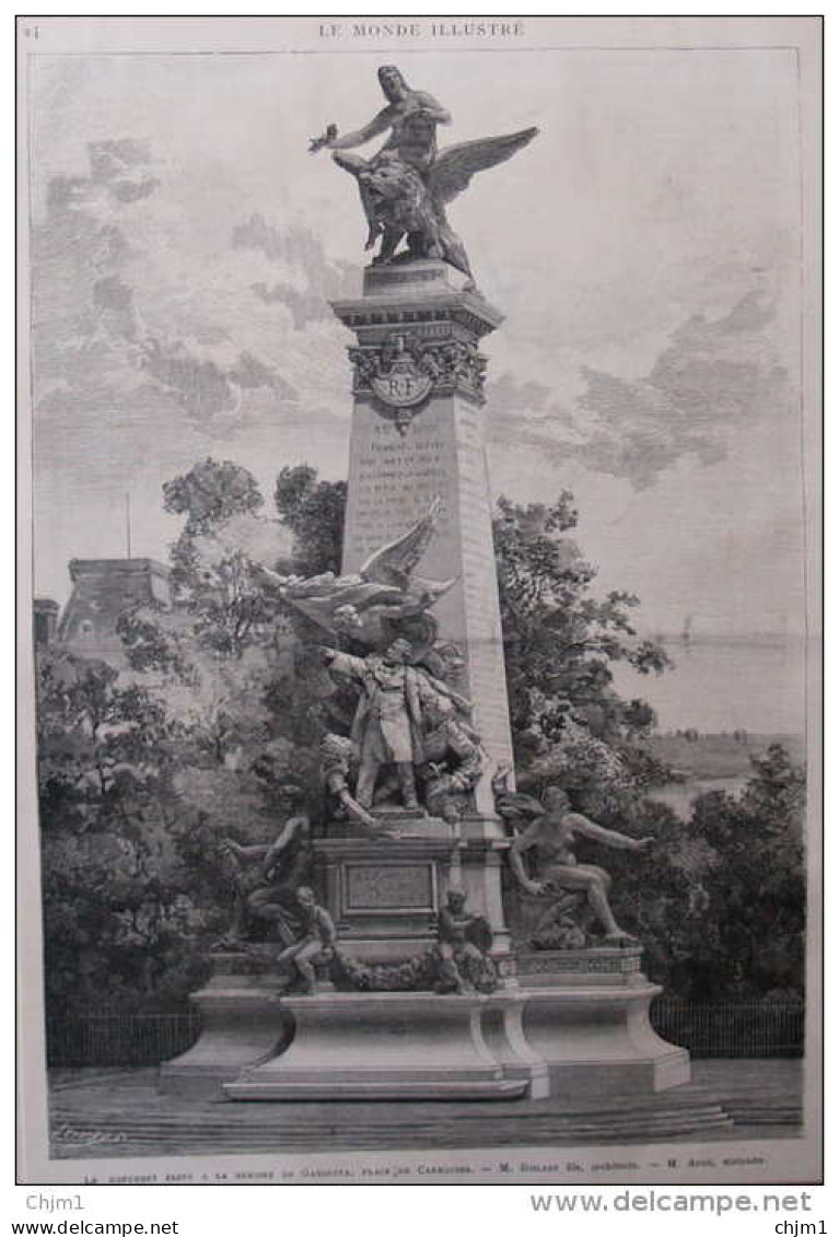 Le Monument élevé à La Mémoire De Gambetta, Place Du Carrousel - Page Original  1888 - Historical Documents