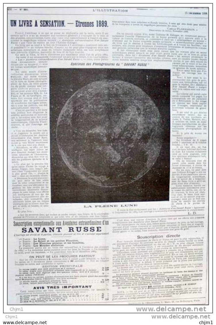 La Plaine Lune - Vollmond -   Page Original  1888 - Historical Documents