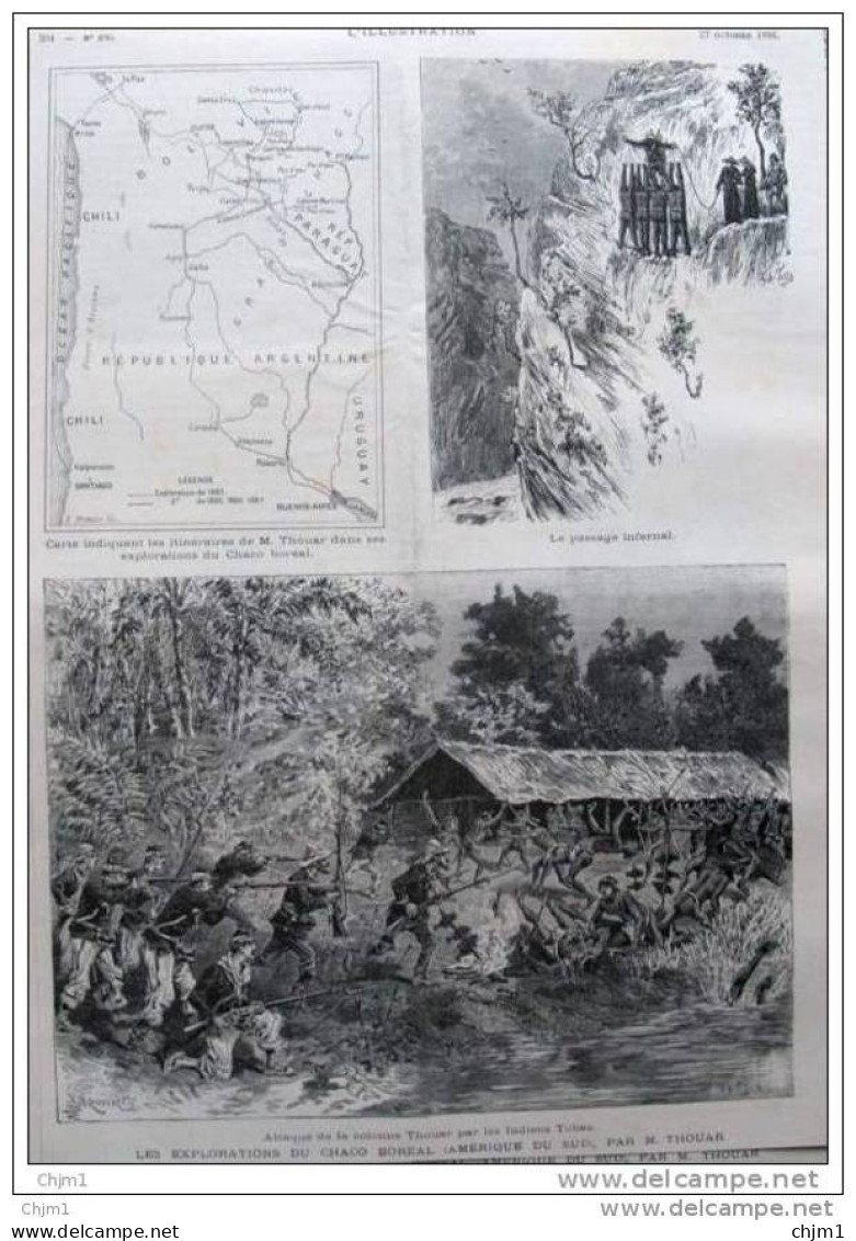 Les Explorations Du Chaco Boréal Par M. Thouar  (amérique Du Sud) - Indiens Tobas - Page Original 1888  ( 1 ) - Historical Documents