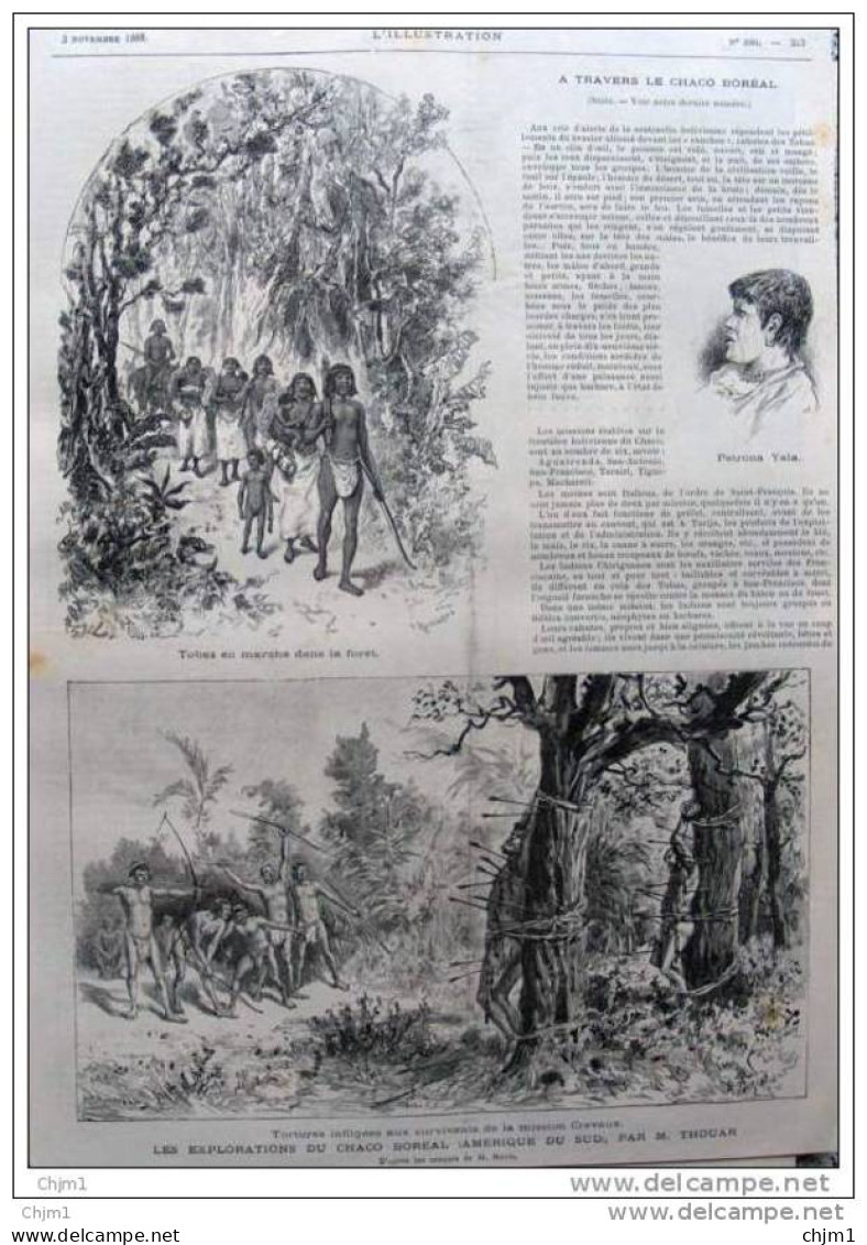 Les Explorations Du Chaco Boréal Par M. Thouar  (amérique Du Sud) - Petrona Yala - Page Original 1888  ( 3 ) - Historical Documents