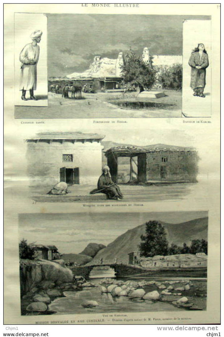 Mission Bonvalot En Asie Centrale - Vue De Karatak - Forteresse De Hissar  - Page Original 1888 - 1 - Historical Documents