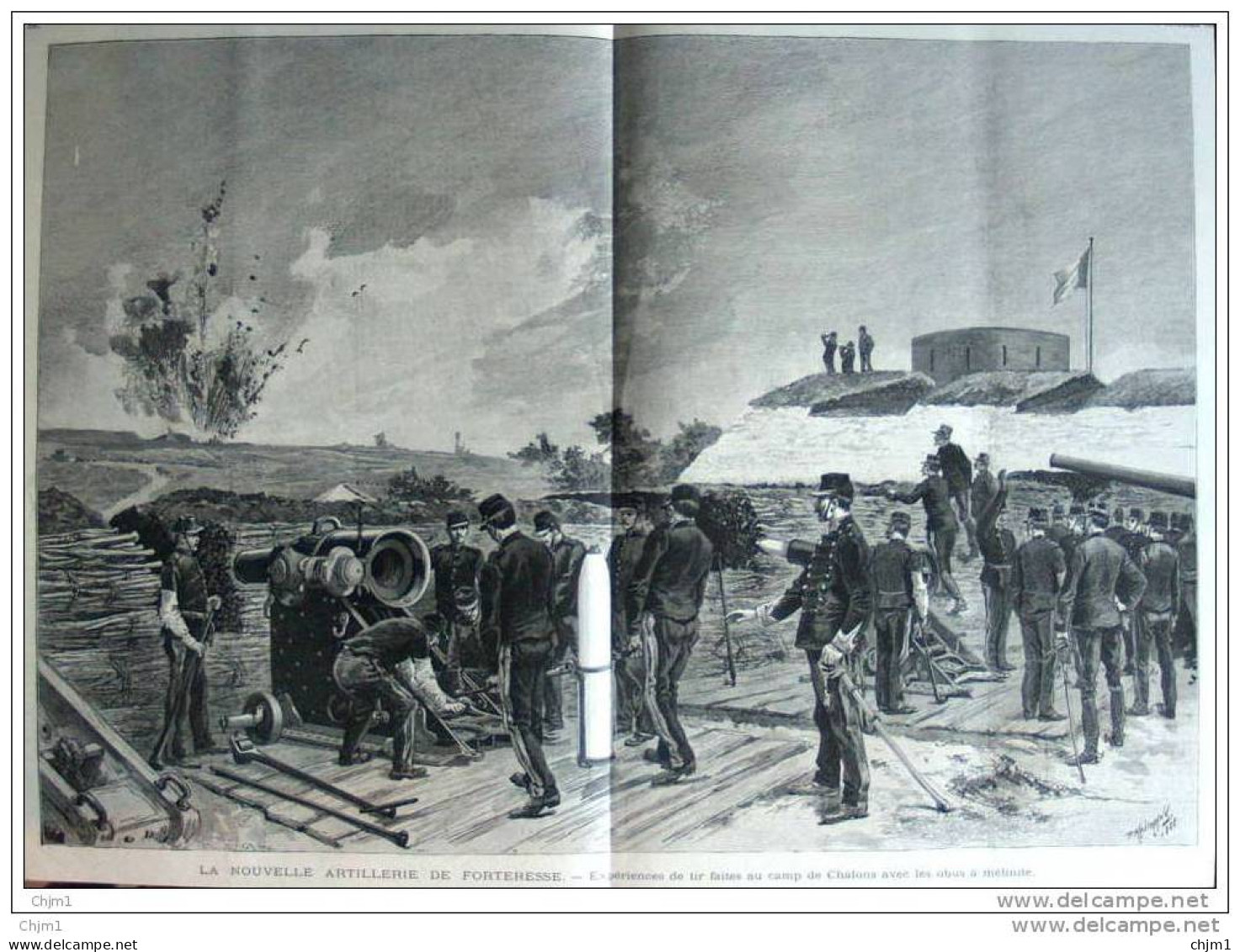 Nouvelle Artillerie De Forteresse - Camp De Châlons - Page Original - 1888 - Historical Documents