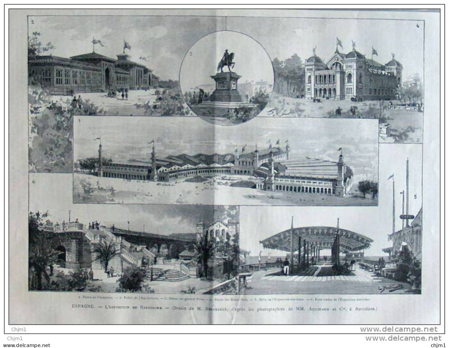 Espagne - L&acute;exposition De Barcelone  -  Page Original 1888 - Historical Documents