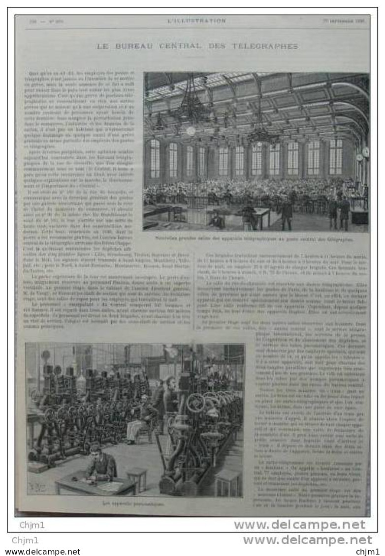 Bureau Central Des Télégraphes - Grandes Salles Des Appareils Télégraphiques - Page Original  1888 - 1 - Documenti Storici