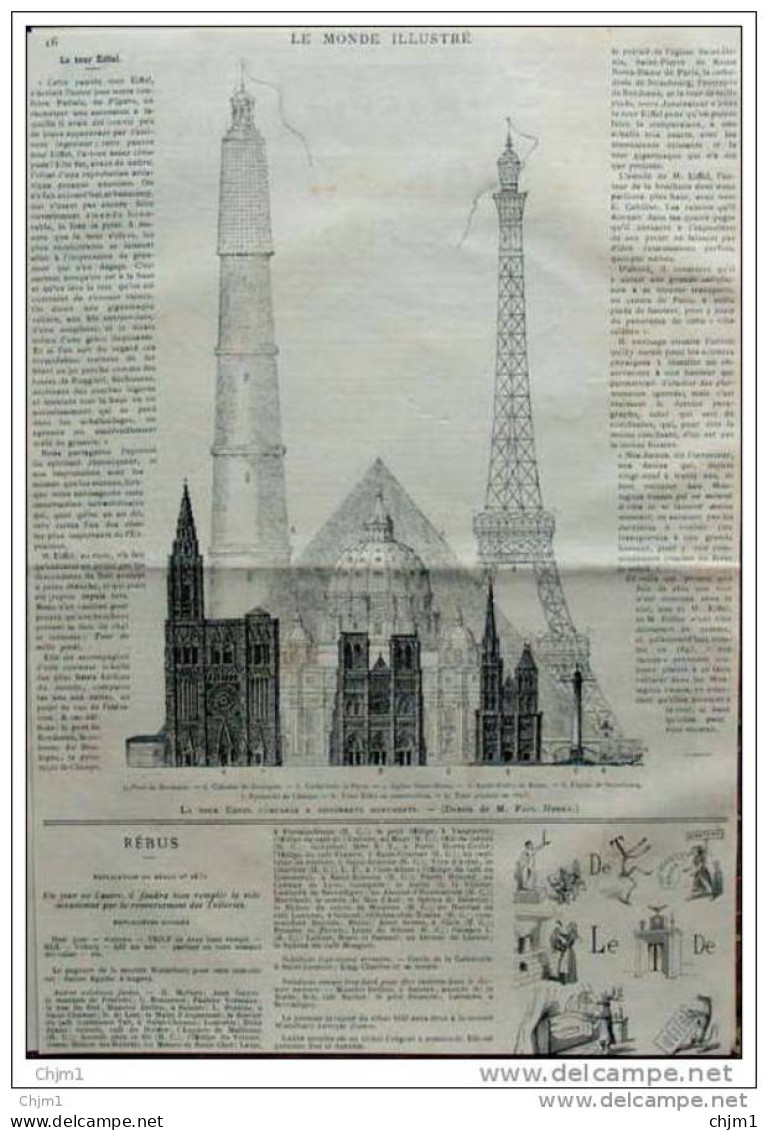 Tour Eiffel En Construction - Eiffelturm - Page Original - 1888 - Historical Documents