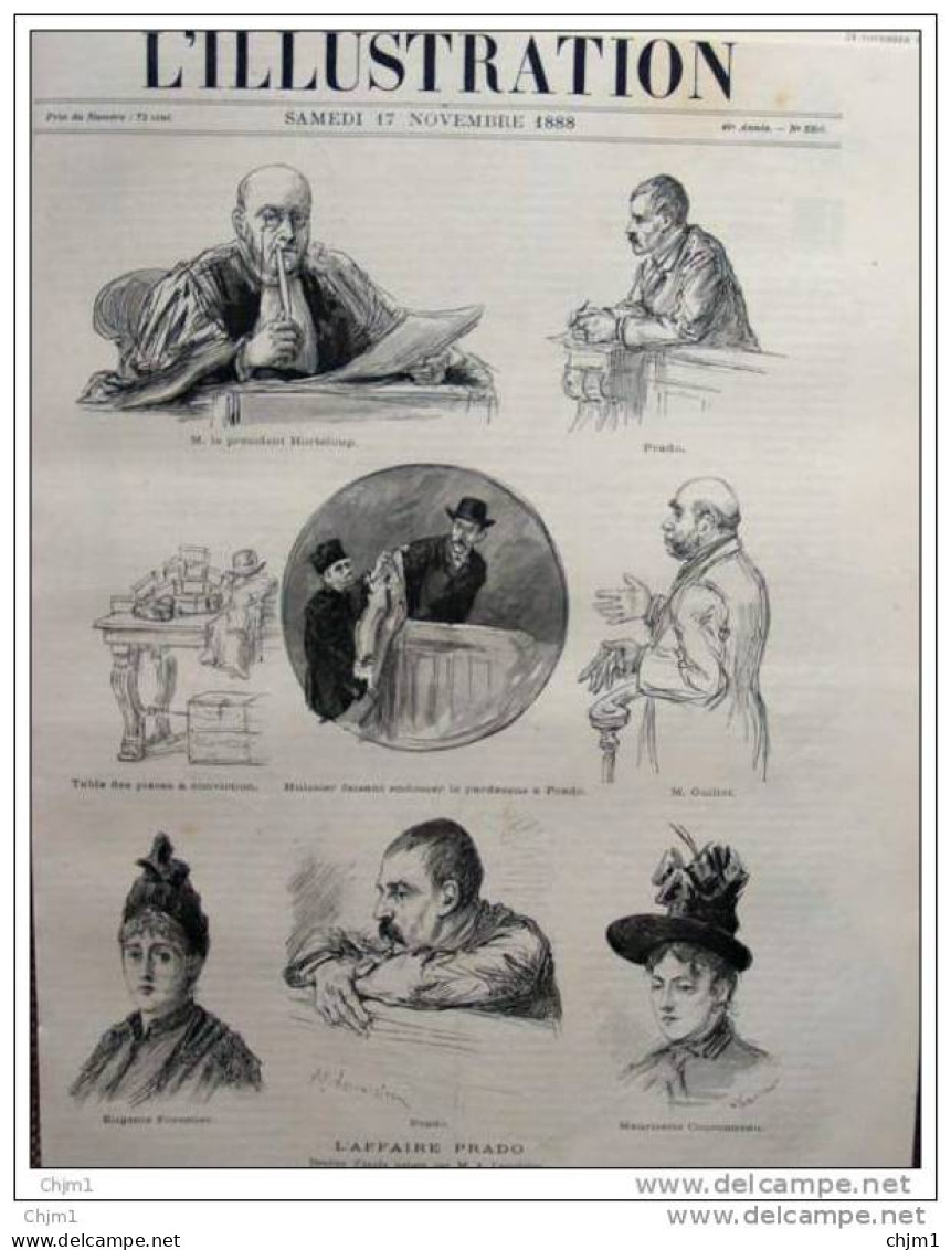 L&acute;Affaire Prado -  Président Horteloup - Mauricette Couronneau - Page Original 1888 - Historical Documents