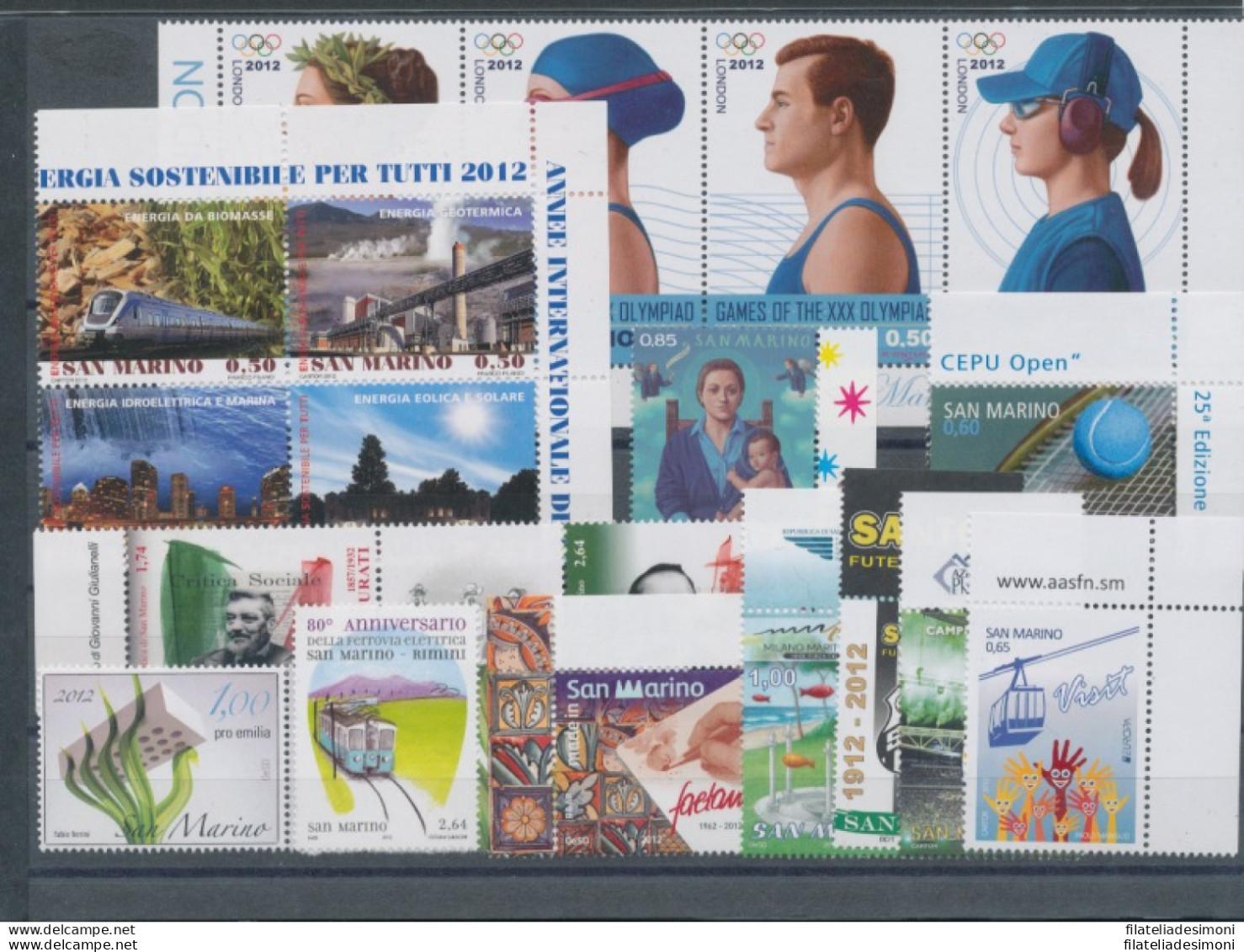 2012 San Marino, Francobolli Nuovi , Annata Completa , 19 Valori + 6 Foglietti - MNH** - Full Years