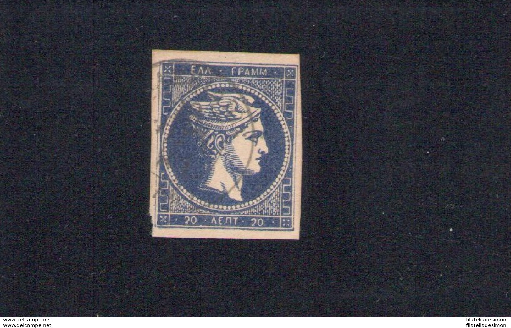 1875/86 GRECIA/GREECE, N° 50 20 Lepta Oltremare Scuro Firmato Raybaudi - Andere & Zonder Classificatie