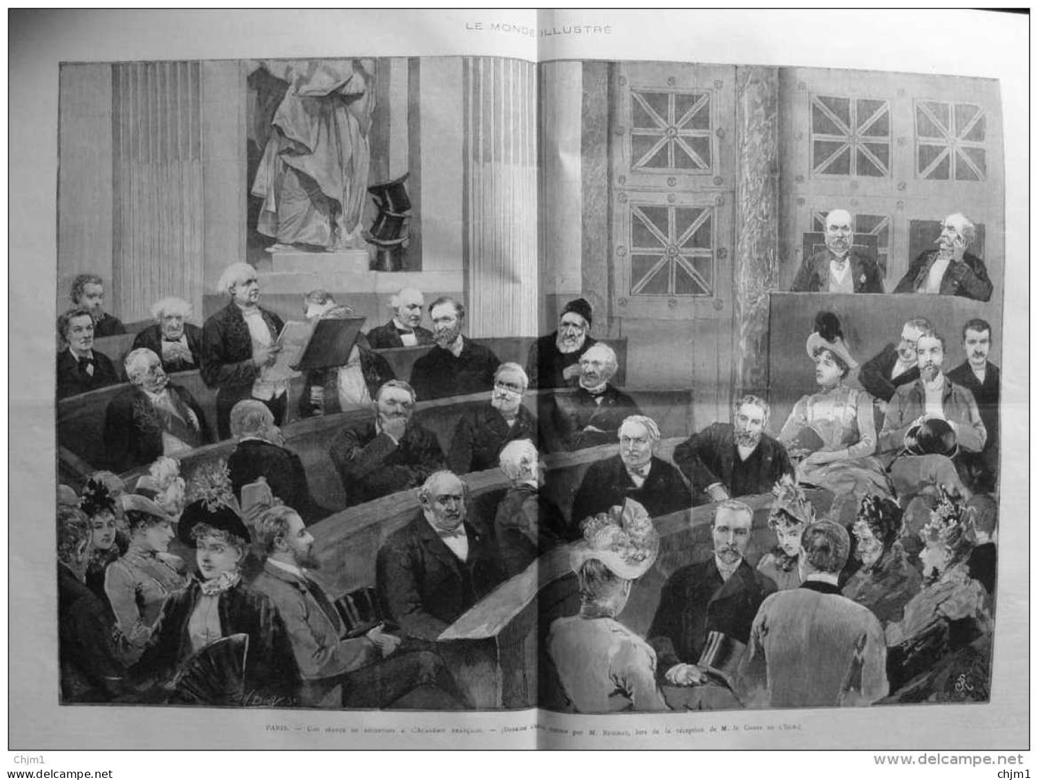 Paris - Une Séance De Réception à L'Académie Francaise -  Page Original 1888 - Historische Documenten