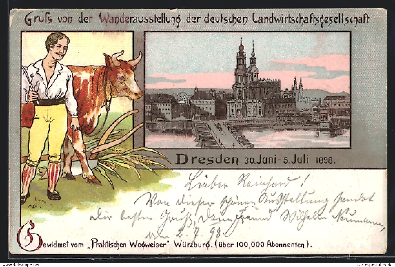 Lithographie Dresden, Wanderausstellung Der Dt. Landwirtschaftsgesellschaft 1898  - Exposiciones