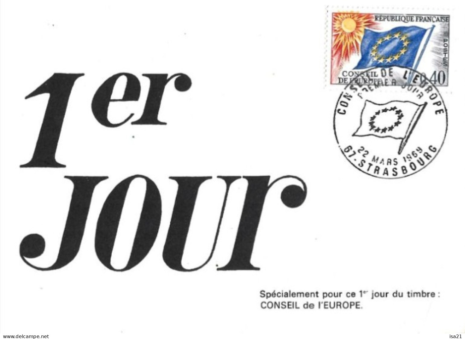 FRANCE: FIRST DAY COVER: CONSEIL De L'EUROPE, 1969, Strasbourg. - 1960-1969