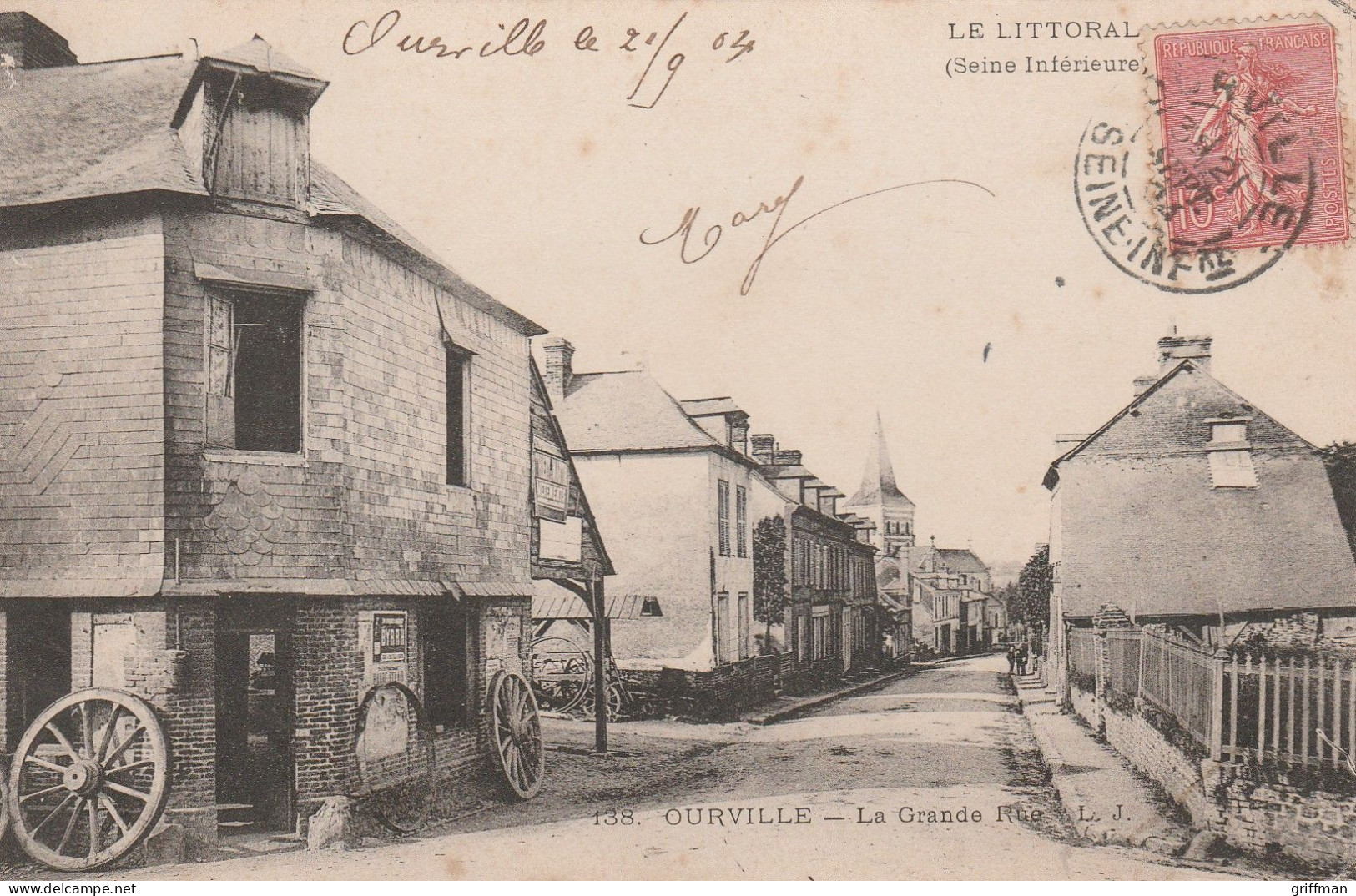 OURVILLE EN CAUX LA GRANDE RUE 1904 TBE - Ourville En Caux