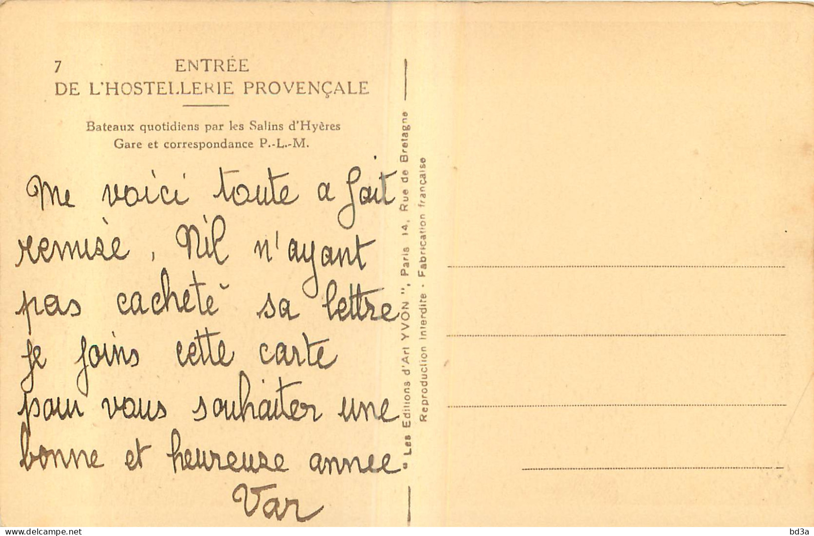 83 - ILE DE PORT CROS - UNE JOLIE AUBERGE PROVENCALE -  Les éditions D'Art Yvon Paris - Autres & Non Classés