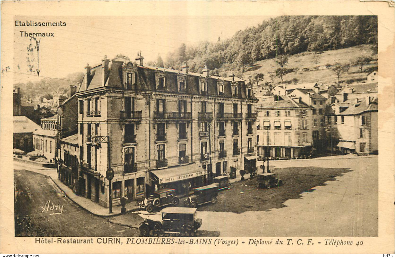 88 - PLOMBIERES LES BAINS - HOTEL RESTAURANT CURIN - Diplômé Du T.C.F. - Téléphone 40 -  Radiogravure A. Breger Frères  - Plombieres Les Bains
