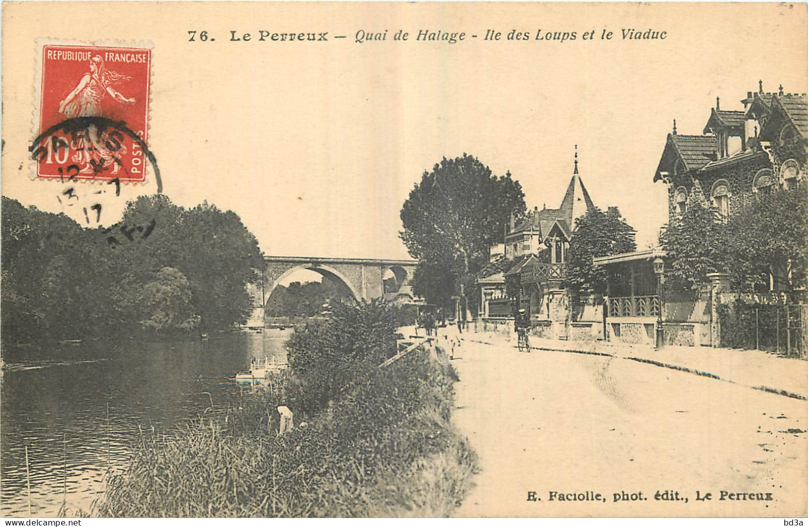 94 - LE PERREUX - QUAI DE HALAGE - ILE DES LOUPS ET LE VIADUC - E. Faciolle Phot. édit. Le Perreux - 76 - Le Perreux Sur Marne