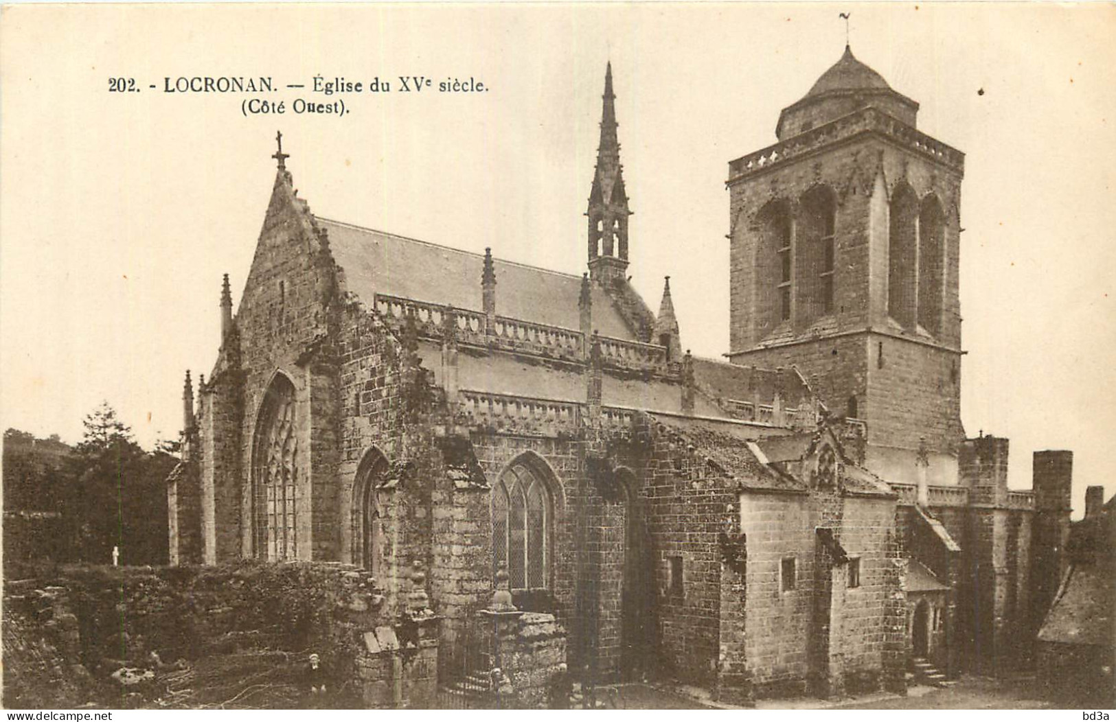 29 - LOCRONAN - EGLISE DU XVe SIECLE - COTE OUEST - Le Doaré Phot. - 202 - Locronan