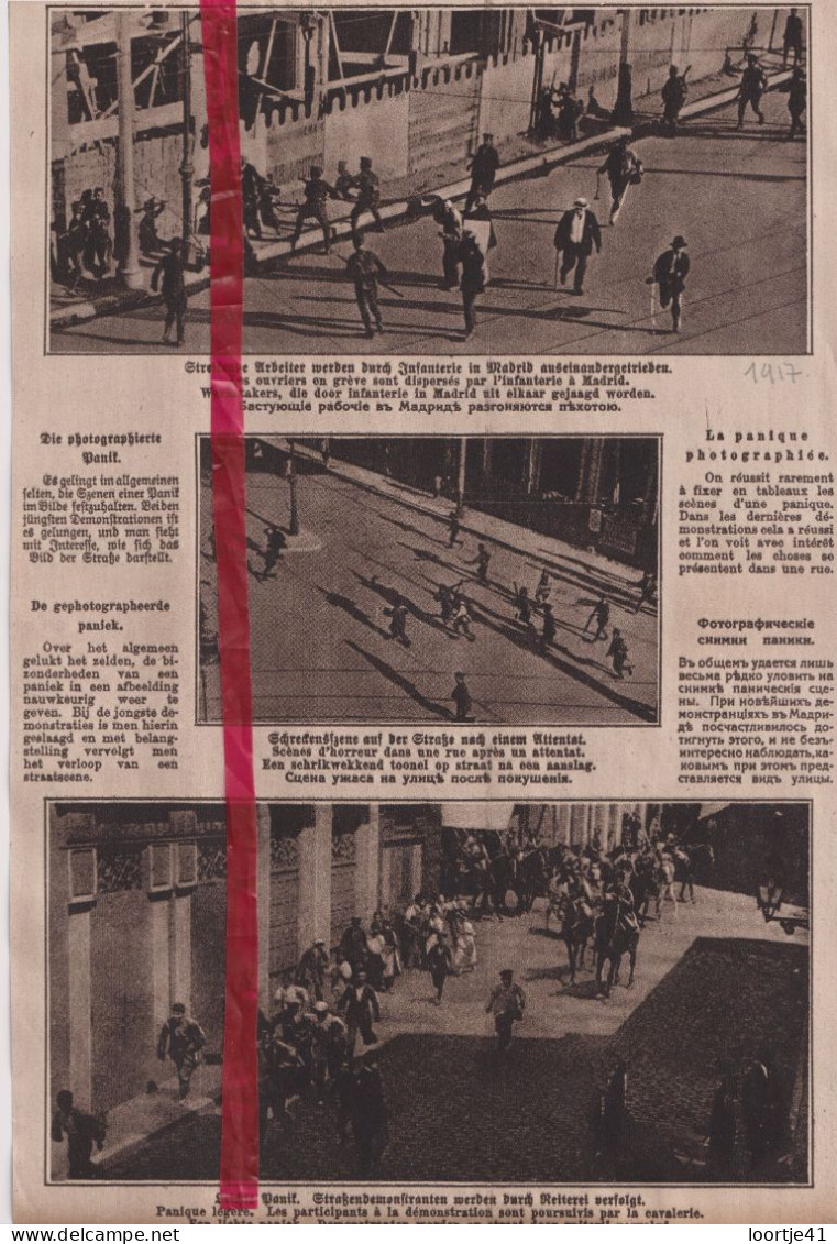 Madrid - Staking , Ouvriers En Grève - Orig. Knipsel Coupure Tijdschrift Magazine - 1917 - Non Classés