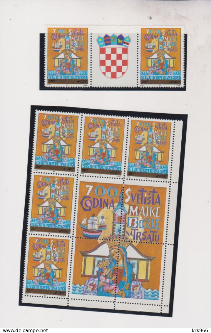 CROATIA 1992 20 Din Bloc Of 9 With Labels & Strip Of 3 With Label MNH - Croazia