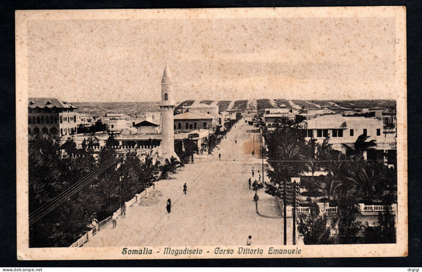 SOMALIA ITALIANA, CARTOLINA 1934, SASS. 173, MOGADISCIO X GENOVA - Somalië