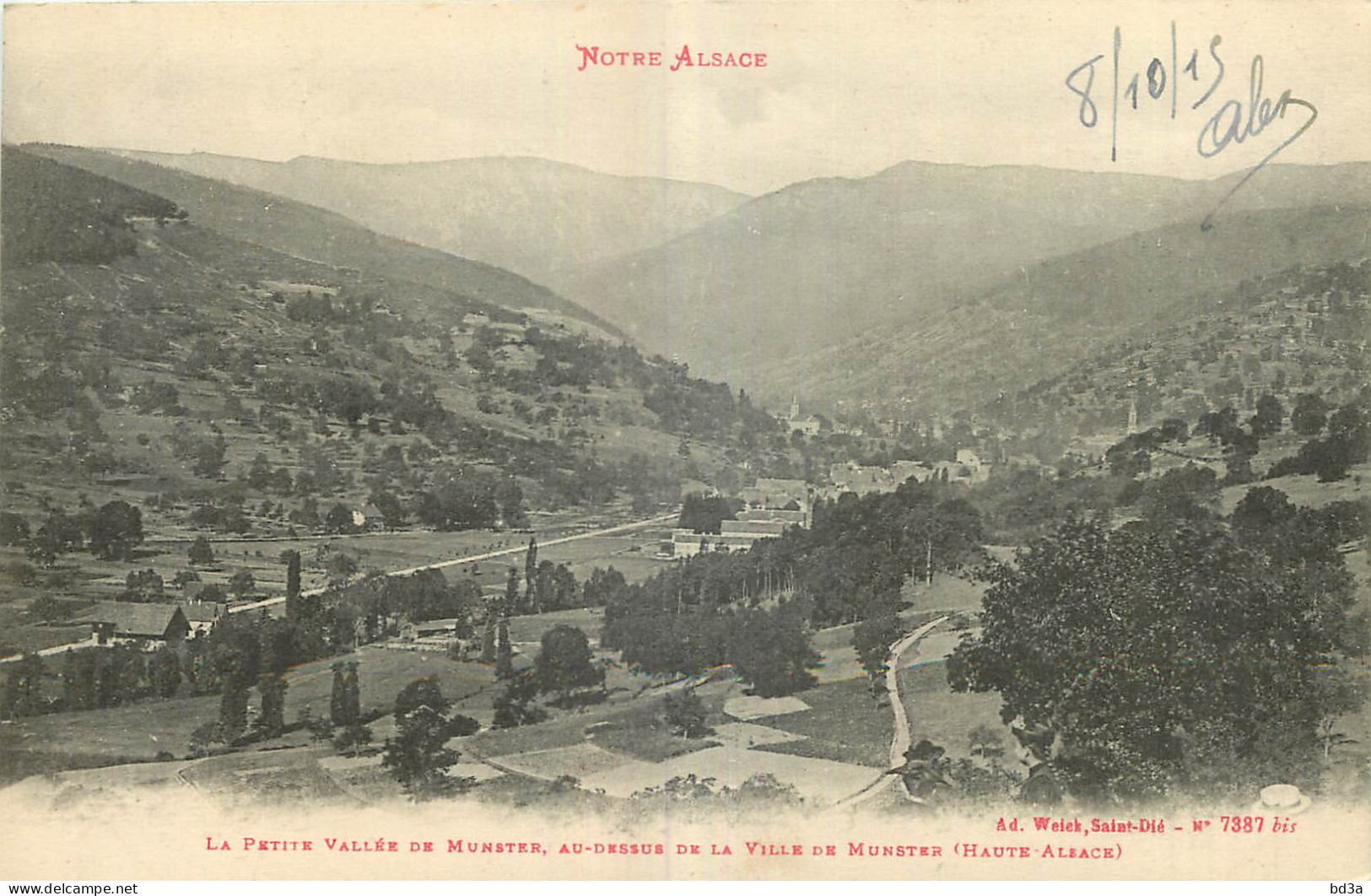 68 - LA PETITE VALLEE DE MUNSTER AU DESSUS DE LA VILLE DE MUNSTER (HAUTE ALSACE) - Ad. Weick Saint Dié - N° 7387 Bis - Munster