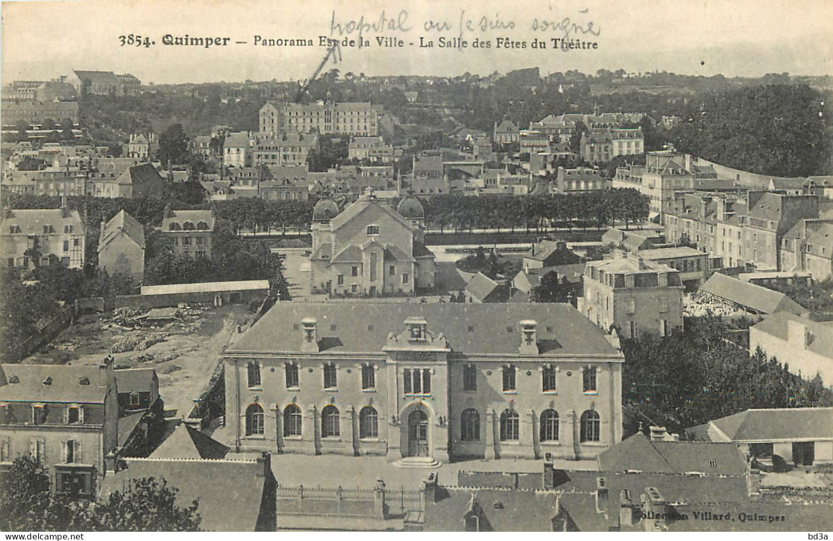 29 - QUIMPER - PANORAMA EST DE LA VILLE - LA SALLE DES FETES DU THEATRE - Collection Villard Quimper - 3854 - Quimper