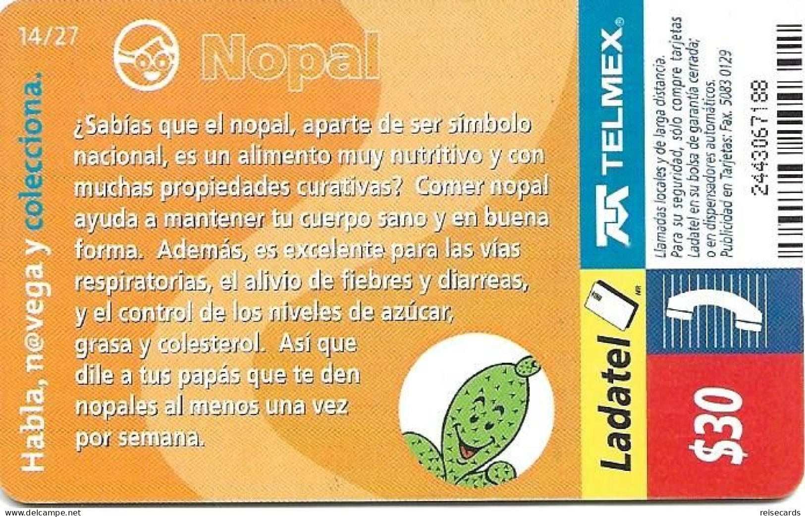 Mexico: Telmex/lLadatel - 2003 Nopal - Mexique