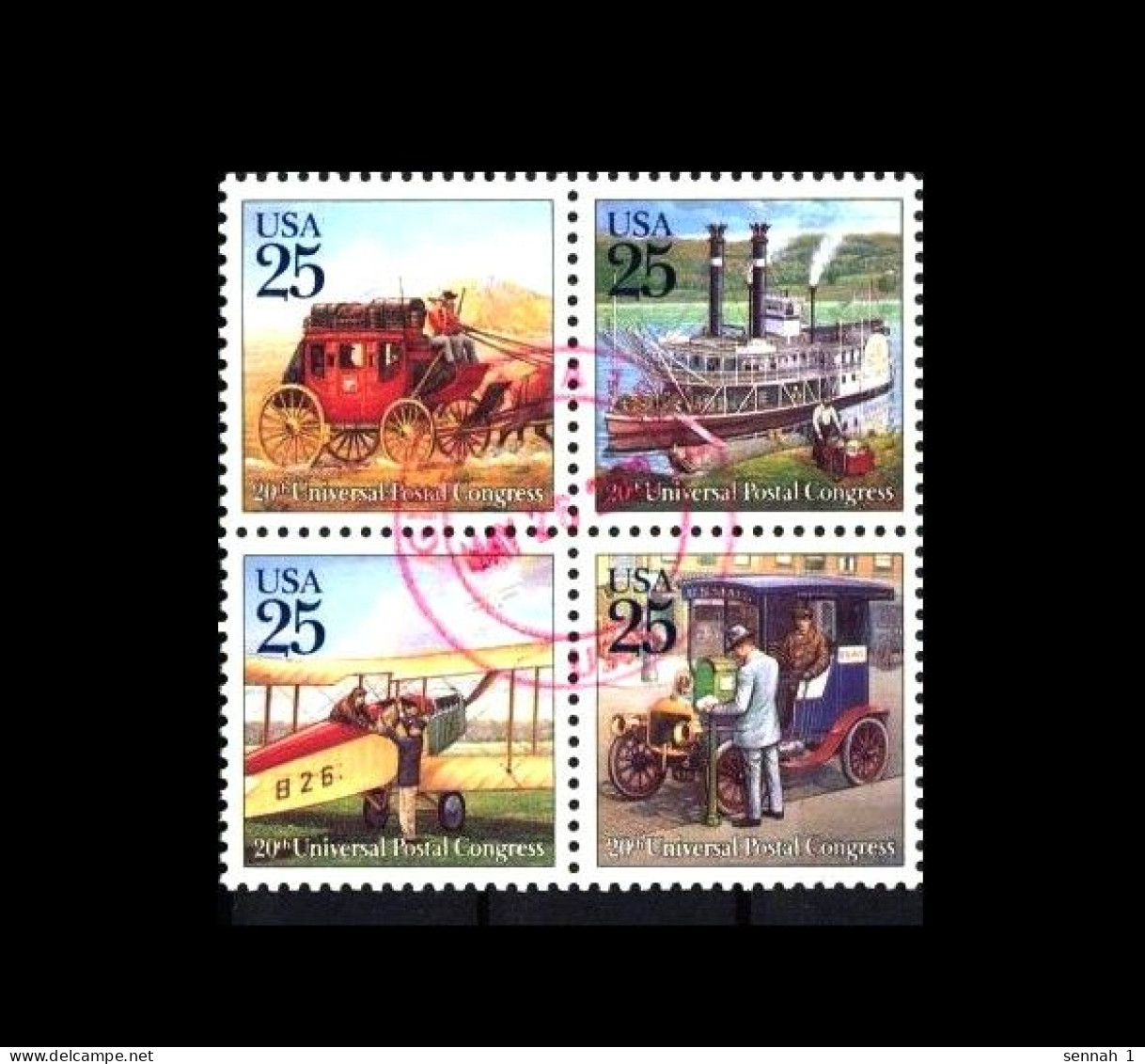 USA: '20th Universal Postal Congress – Mail Transport, 1989', Mi. 2064-2067A ZD; Yv. 1881-1884; Sc. 2434-2437 Oo - Gebraucht