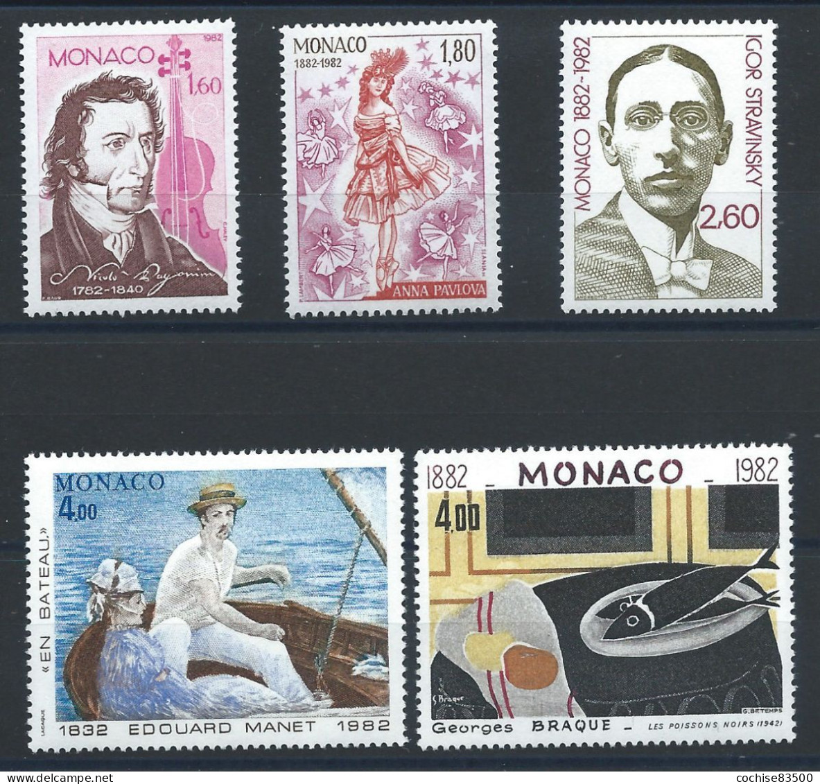 Monaco N°1344/48** (MNH) 1982 - Artistes Célèbres - Nuovi