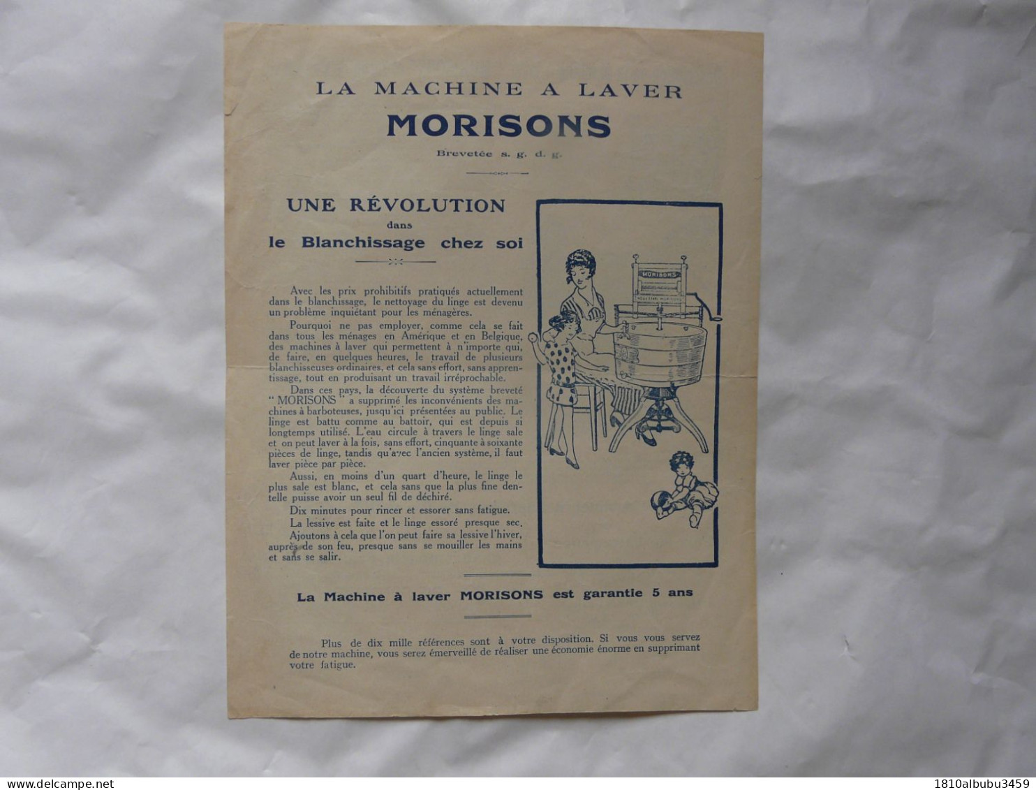 VIEUX PAPIERS - PUBLICITE : LA MACHINE A LAVER MORISONS - Advertising