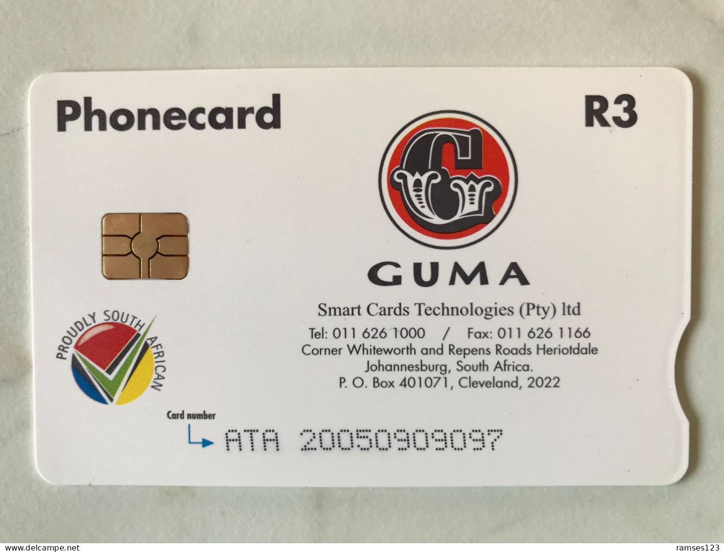 RRR ATA  SOUTH AFRICA GUMA SMART CARD 20TH ANNIVERSARY OF FIRST ISSUED  1985  BEXA 2005  RRR - Suráfrica