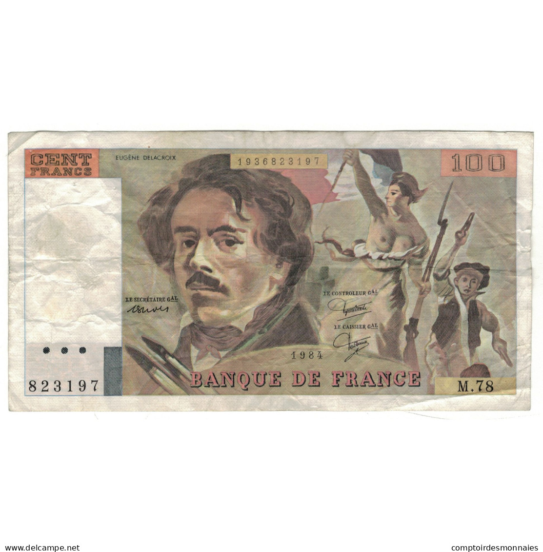 France, 100 Francs, Delacroix, 1984, M.78, B, Fayette:69.08a, KM:154b - 100 F 1978-1995 ''Delacroix''