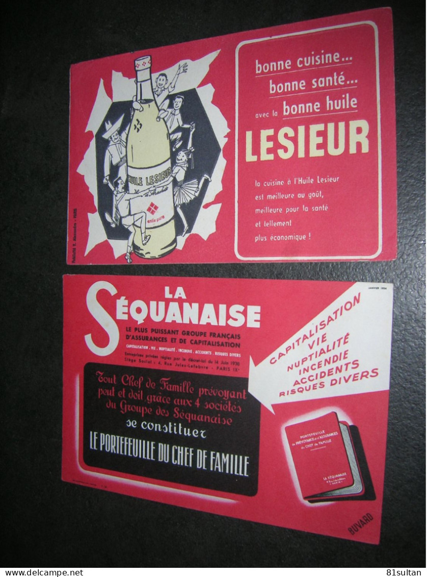 2 Buvard Assurances La Sequanaise Et Huile Lesieur ( Plis ) - Other & Unclassified