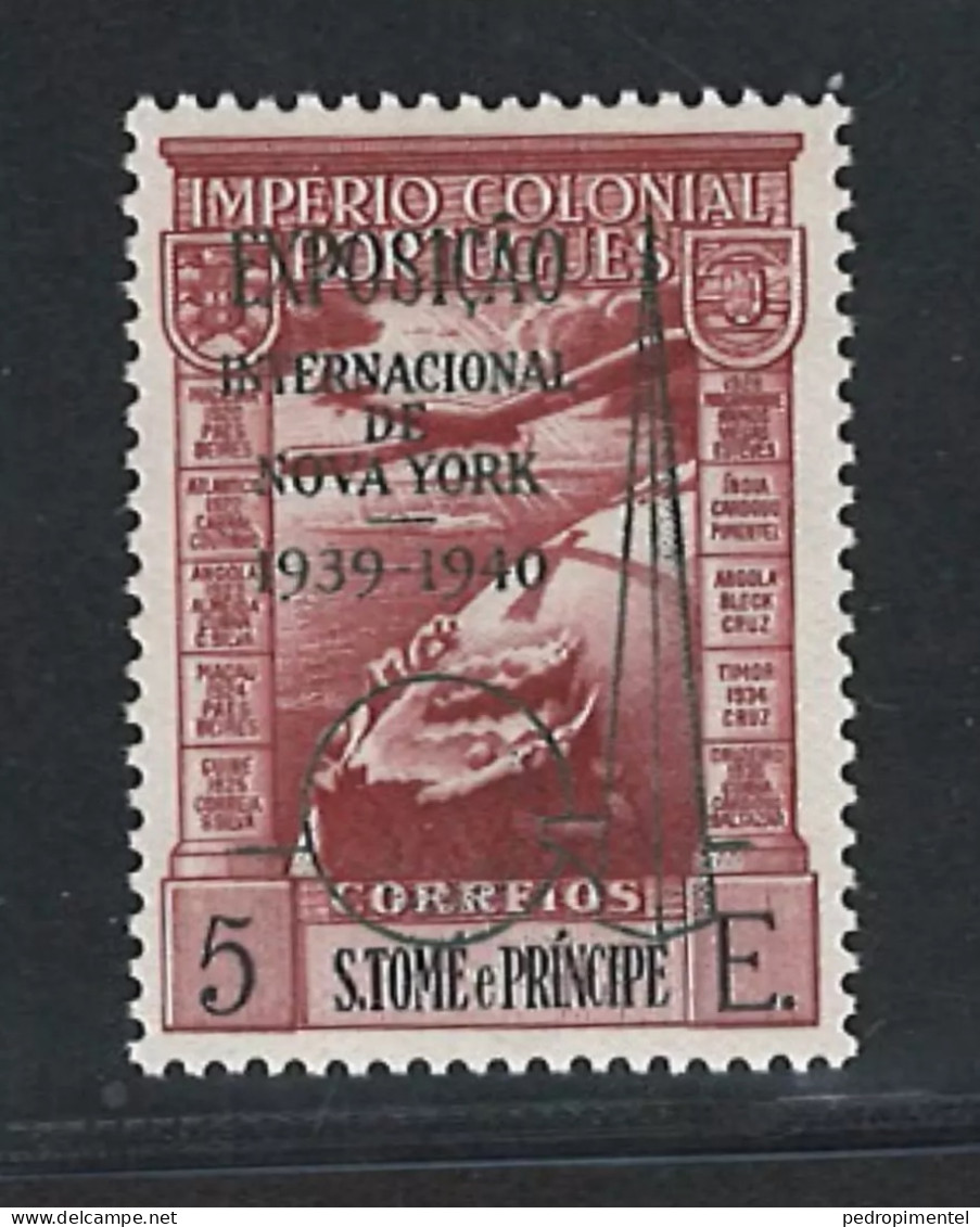 Portugal STP 1938 "Airmail New York Expo Surcharge" Condition MVLH OG Mundifil #16a - St. Thomas & Prince