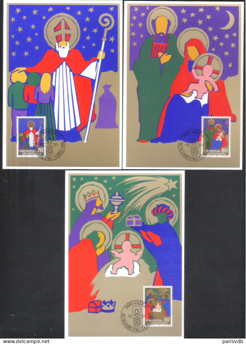 3 X MAXI CARD/CARTE MAXIMUM LIECHTENSTEIN NR 28 - WEIHNACHTEN -  1981  (1027) - Neufs