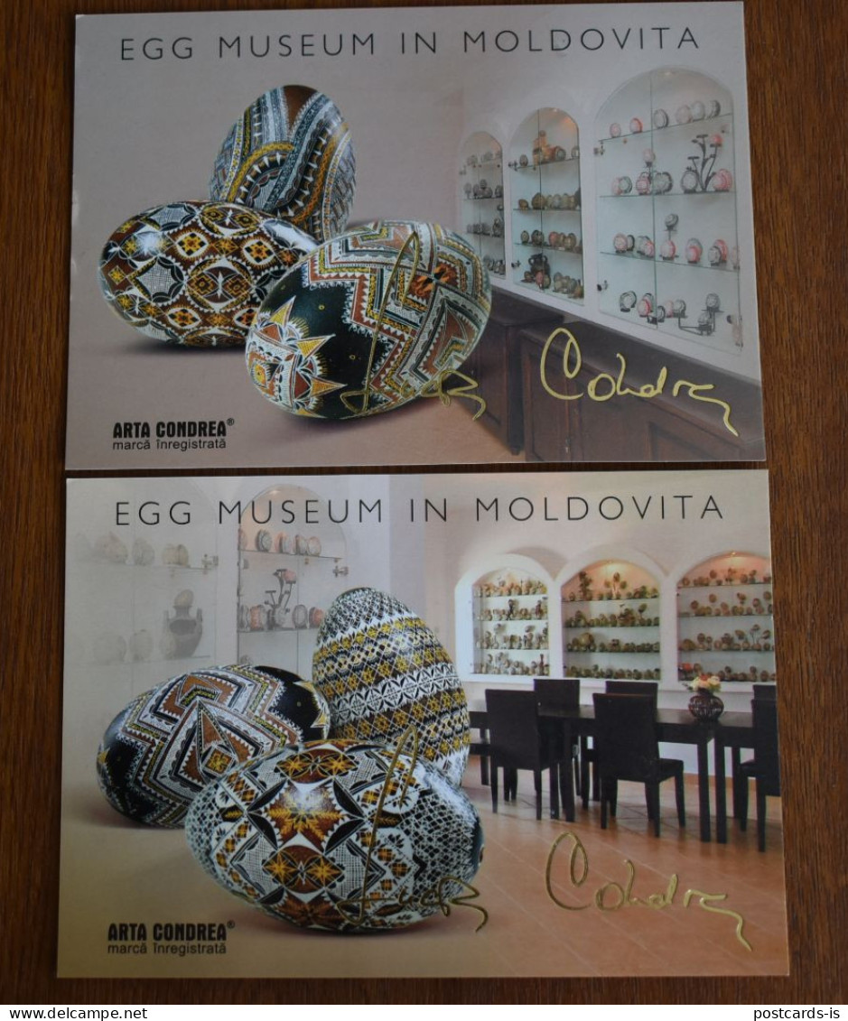G458 2x Egg Museum In Moldovita Arta Condrea Lucia Muzeul Oualor Bucovina - Andere & Zonder Classificatie