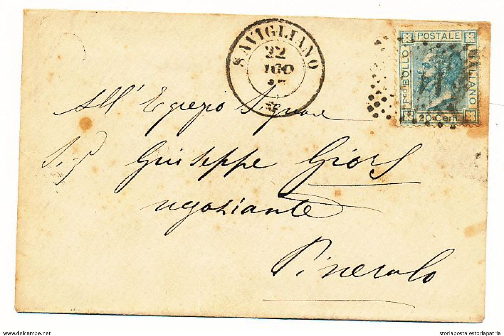 1867 SAVIGLIANO DOPPIO CERCHIO + NUMERALE A PUNTI - Poststempel