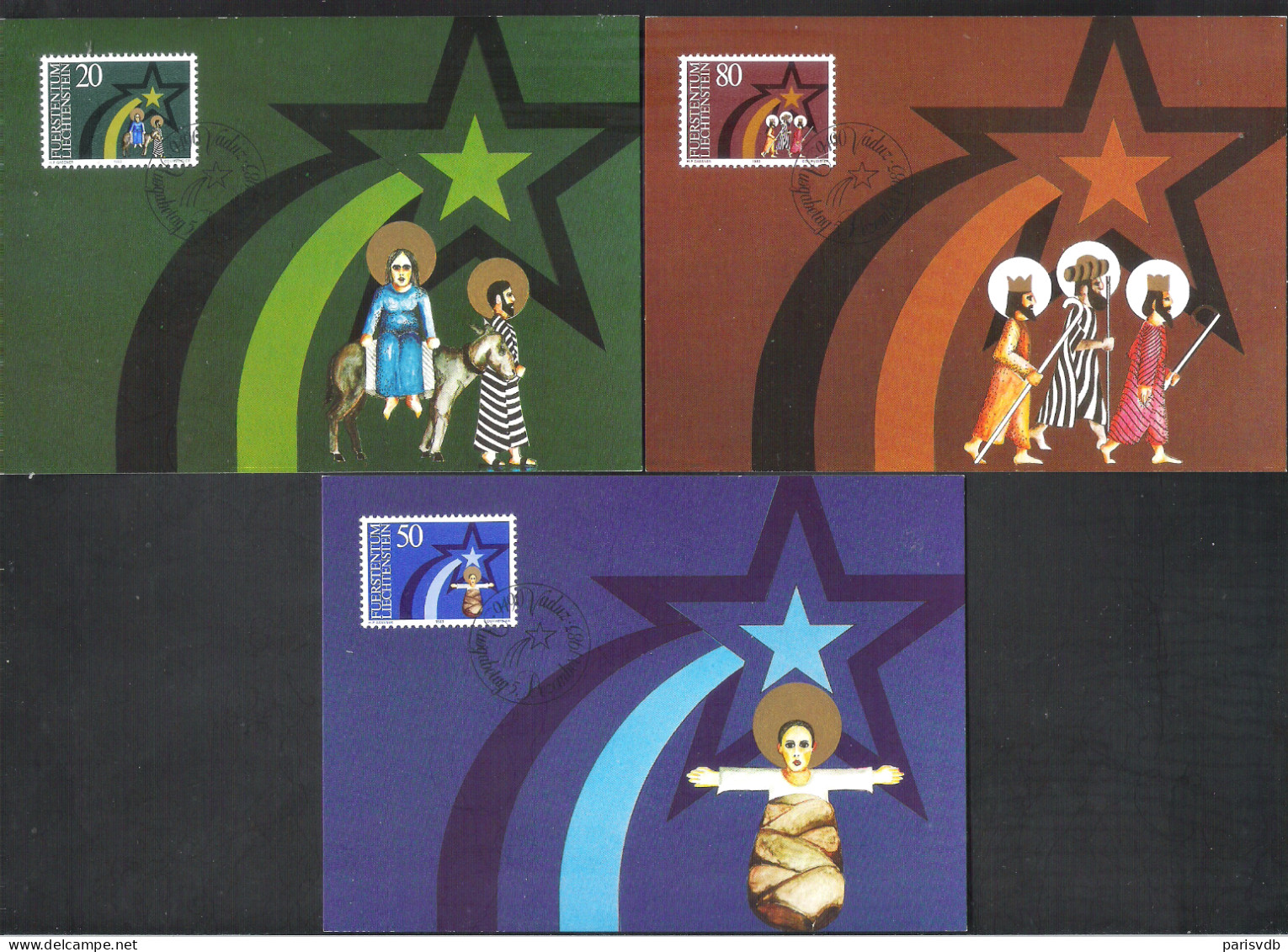 3 X MAXI CARD/CARTE MAXIMUM LIECHTENSTEIN NR 43 - WEIHNACHTEN -  1983  (1029) - Unused Stamps