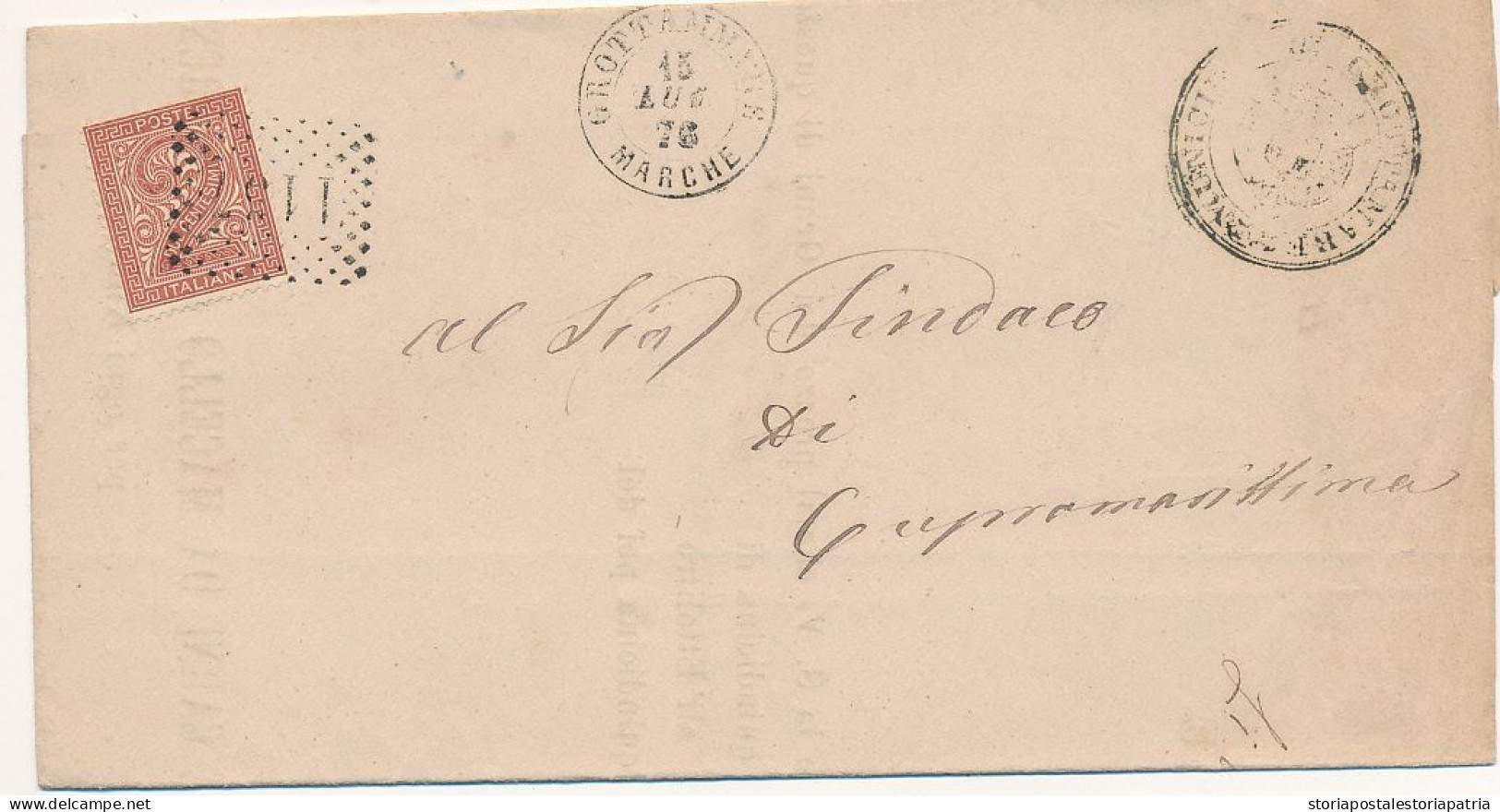 1876 GROTTAMMARE MARCHE DOPPIO CERCHIO + NUMERALE A PUNTI - Postage Due