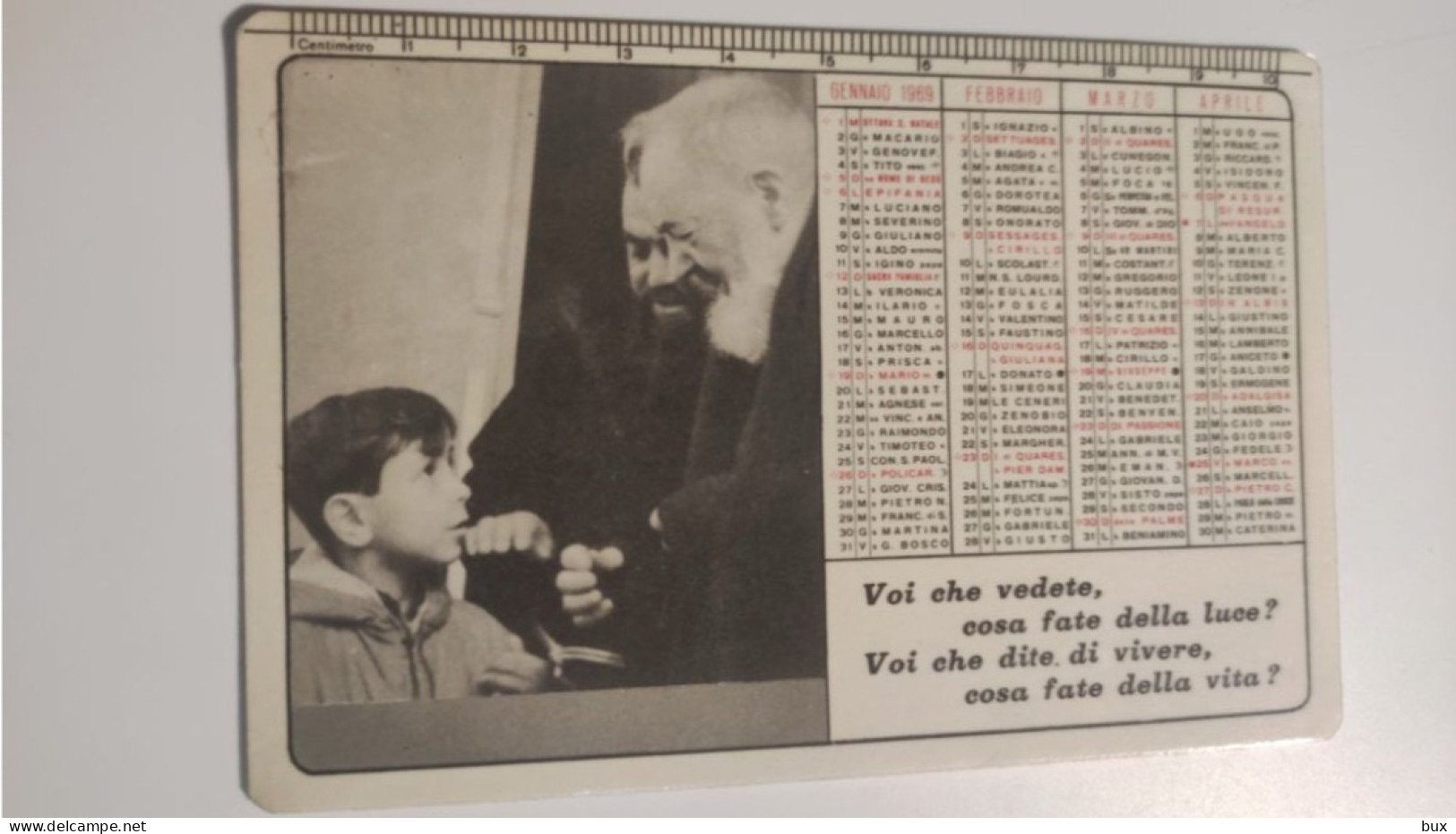 1969 Padre Pio Di Pietralcina Foggia Calendarietto Tascabile Calendario Religioso - Small : 1961-70